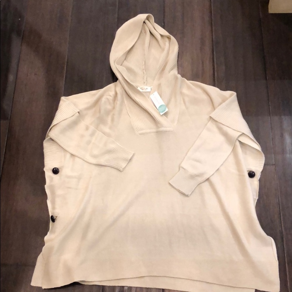 RD Style Calandra Side button hooded poncho